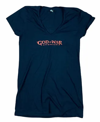 Buy God Of War Ascension Video Game Black V-Neck Graphic T-Shirt Women's Large • 7.68£