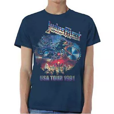 Buy Judas Priest 'Painkiller US Tour 91' Blue T Shirt - NEW • 15.49£
