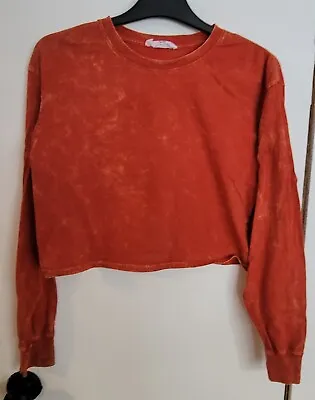 Buy Womens S Double Zero Red/Orange Tie Dye Long Sleeve T-Shirt • 18£