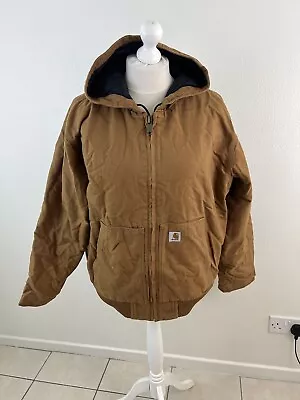 Buy Carhartt Black Hooded Cotton Active Workwear Jacket Bartlett Coat Medium / Large • 74.99£