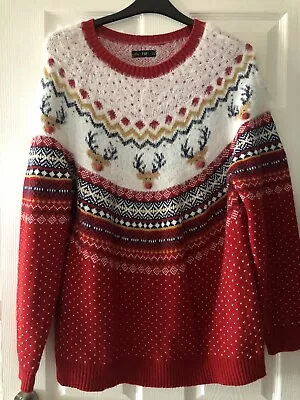 Buy Ladies F&F Size 20 Red Christmas Jumper  • 13£
