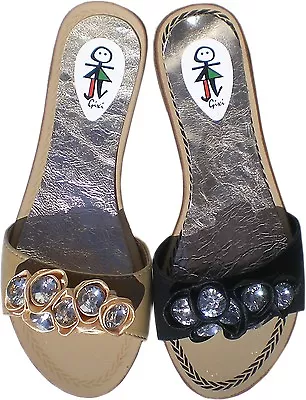 Buy Sandals Flip-Flops Slippers Black Beige 36 37 38 39 40 41 Rhinestone • 33.52£