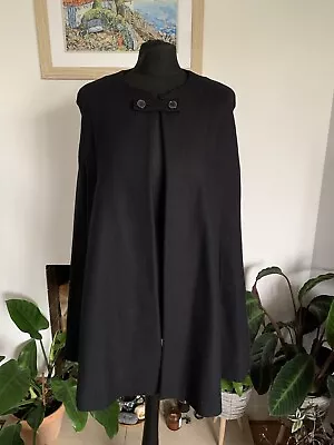 Buy Stunning ZARA Black Wool CAPE Poncho - Coat Jacket - Small • 59.99£
