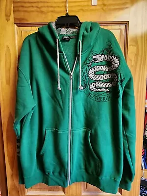 Buy Wizarding World Of Harry Potter Zip Hoodie Slytherin Embroidered Green Size L • 33.14£