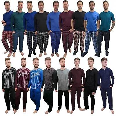 Buy Mens Pyjamas Set Suit Cotton L/S PJs Top & Elastic Waistband Nightwear PJS S/S • 15.95£