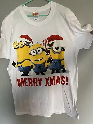 Buy Despicable Me, Minion Made, Christmas T-shirt, Xmas Top, Size Small Santa Style  • 5.99£