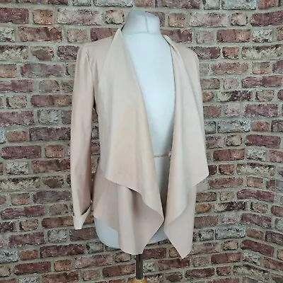 Buy ZARA Faux Leather Jacket Nude Pink Womens Medium Waterfall Blazer • 17£