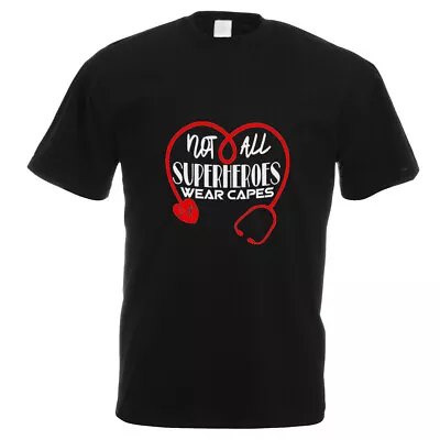 Buy Not All Super Heroes Wear Capes Mens Black Printed T-Shirt XTSN184 • 9.99£
