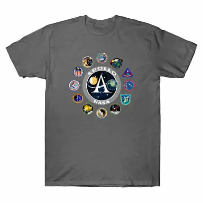 Buy Men's T-Shirt NASA Shirts Sleeve Patch Top Apollo Badge Missions Short Apollo 11 • 12.98£