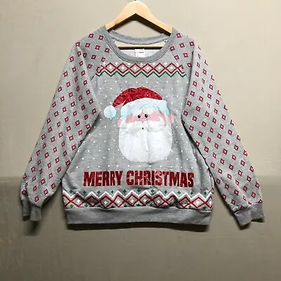 Buy Rudolph Red Nosed Reindeer Jumper Mens XL Grey Santa Christmas Light Up Sweater • 11.51£