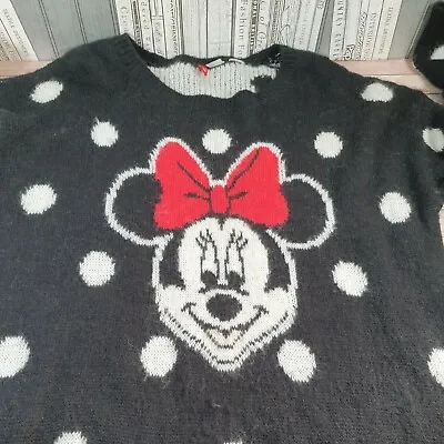 Buy Minnie Mouse Christmas Jumper Oversized Pullover Sweater Size M Wool/Mohair H&M • 14.95£