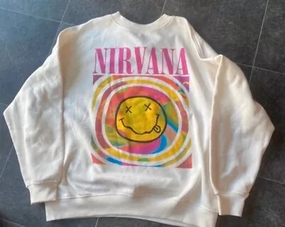 Buy Nirvana Jumper Women’s Smiley Rock Band Merch Size S Sweatshirt Kurt Cobain • 16.50£