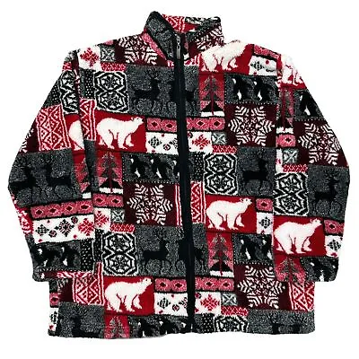 Buy Wildlife Fleece Jacket Dash Deep Pile Sherpa All Over Print Multi Womens UK 16 • 29.99£