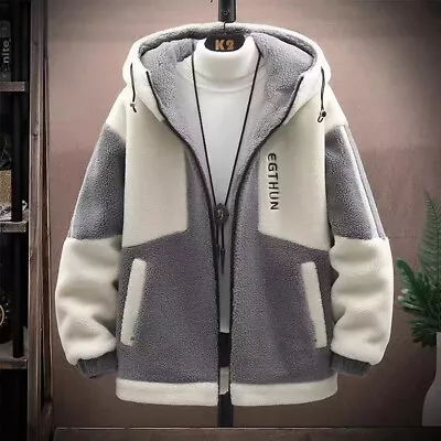 Buy Men's Jackets Korean Fashion Streetwear Winter Hooded Jackets Casual Men Wool • 30.83£