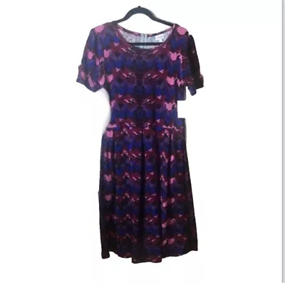 Buy NEW Retro Style Dresses LulaRoe Amelia Swing Dress POCKETS Dip Plaid Abstract • 62.73£