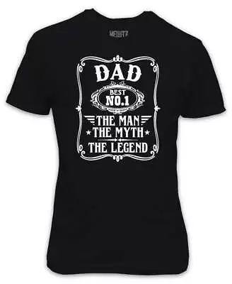 Buy Best Dad Number 1 Black T-Shirt - Jack Daniels Style Whiskey Fathers Day Gift • 15£