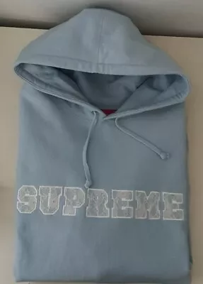Buy SS22 Supreme Lace Hooded Sweatshirt Size XL Light Blue Hoodie  • 275£