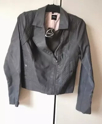 Buy BNWT Grey Faux Leather Biker Jacket Oasis £60 RRP • 13£