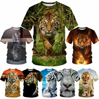 Buy Womens/Mens Animal Tiger 3D Print Casual T-Shirt Short Sleeve Tops Tee S-7XL • 10.79£