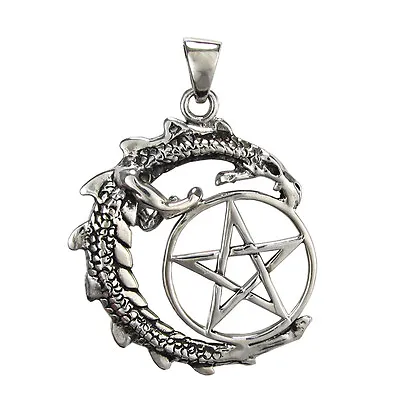 Buy Sterling Silver Dragon Pentacle Pentagram Wiccan Pagan Jewelry Occult Amulet • 57.90£