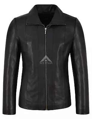 Buy Women Lady Leather Jacket Zip Soft Genuine Leather Top Classic Formal Jacket 880 • 93.41£