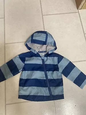 Buy Boys 3-6 Month Lightweight Blue Stripy Jacket With Hood TU • 1.50£