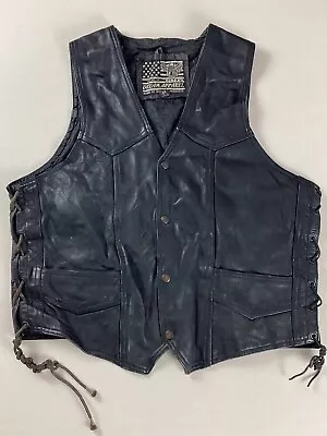 Buy Leather Biker Motorcycle Vest Waistcoat Size 44 • 17.99£