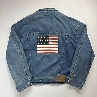 Buy Ralph Lauren Polo Country Denim Jacket XL USA Flag America Stars And Stripes • 110£