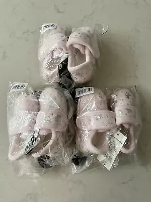 Buy 3 X Pair Of George Asda Toddler / Girls Pink Unicorn Slippers Size 4 NEW • 3£