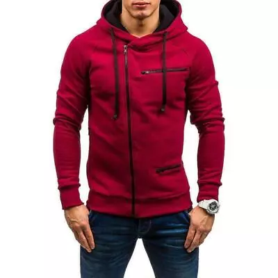Buy Men Hoodies Jacket Zipper Up Hooded Coat Pullover Sweatshirt Warm Winter Outwear • 21.39£