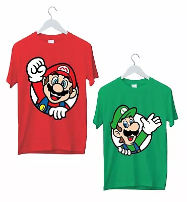 Buy SUPER MARIO T-Shirt Mario And Luigi Vintage Game Brothers Matching Family Tops • 14.99£