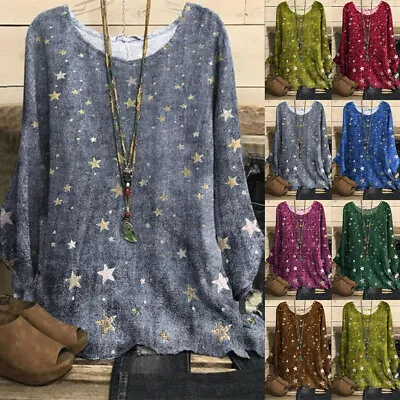 Buy Womens Boho Tunic Tops Baggy Casual Loose Ladies Summer Blouse T-Shirt Plus Size • 3.69£