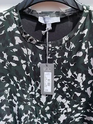 Buy Ladies Principles Dark Green Black Camouflage Animal Print Mesh Top Size 10 BNWT • 7.99£