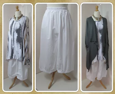 Buy Bnwt, Quirky, Lagenlook, White, Baggy, Cotton, Cropped, Balloon Pants, Osfa Plus • 26.99£
