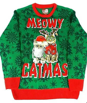 Buy Meowy Catmas Christmas Sweater Party Sweaters Dec 25th Womens Medium Cats - New • 17.09£
