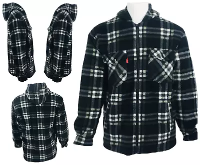 Buy Hooded Fleece Padded Lumberjack Shirt Jacket Fur Lined Sherpa Winter Warm S-2XL • 20.99£
