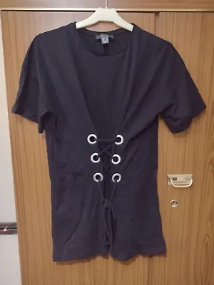 Buy Black T-shirt Corset Front Top Size 4 • 3£