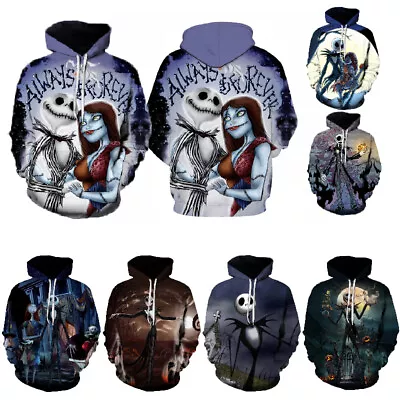 Buy Nightmare Before Christmas Hoodie Pullover Sweatshirt Jack Sally Unisex Tops • 21.19£