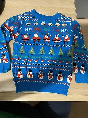 Buy Next Blue Ho Ho Ho Santa Snowman Tree Pudding Hat Christmas Jumper Age 2-3 Years • 4£