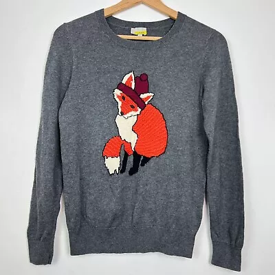 Buy HOBBS Jumper Womens Small Grey Knit Animal FOX Festive Cotton Wool Sweater RARE • 27.99£