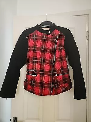 Buy Red And Black Coat Jacket Size 12 Medium Zip Up • 1£