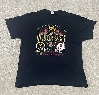 Buy Iowa Hawkeyes T-shirt Rose Bowl 2016 Vs Stanford Black Gildan Tag Size XL • 19.99£