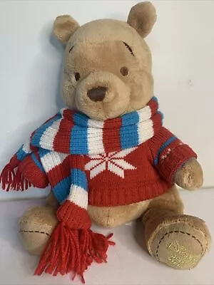 Buy Disney Store 2008 Christmas Winnie The Pooh Soft Toy Plush With Jumper & Scarf • 14.70£