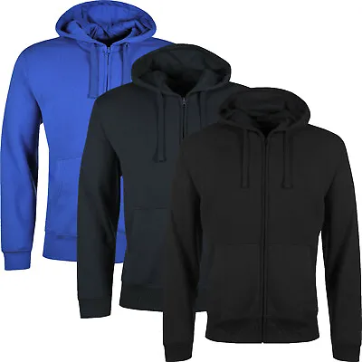 Buy New Hoodies Zip Up Hooded Fleece Zipper Top Plain Jacket Coat Warm Jumper Mens • 21.22£