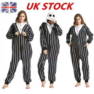 Buy Women's Kigurumi One Piece Jack Skellington Skull Pajamas Cosplay Xmas Pajamas • 29.14£