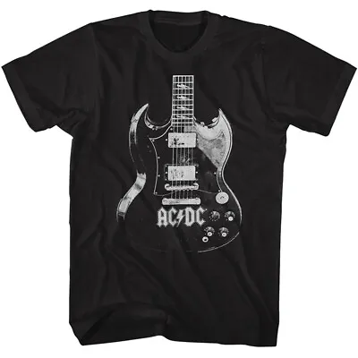 Buy ACDC Band Logo On Guitar Men's T Shirt Metal Tour Concert Merch • 40.90£