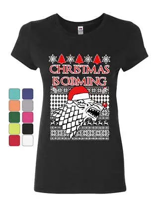 Buy Christmas Is Coming Direwolf Women's T-Shirt GoT Parody Ugly Sweatshirt Shirt • 13.95£