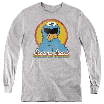 Buy Sesame Street Kids Long Sleeve Cookie Monster Rainbow Heather Tee • 18.52£