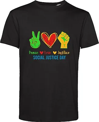 Buy Social Justice Day T Shirt Peace Love Justice Quote Phrase Awareness Unisex Top • 9.99£
