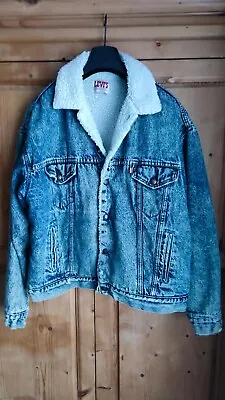 Buy Levis Sherpa Jacket Snow Wash Borg Lined Vintage XL 50  Chest • 35£